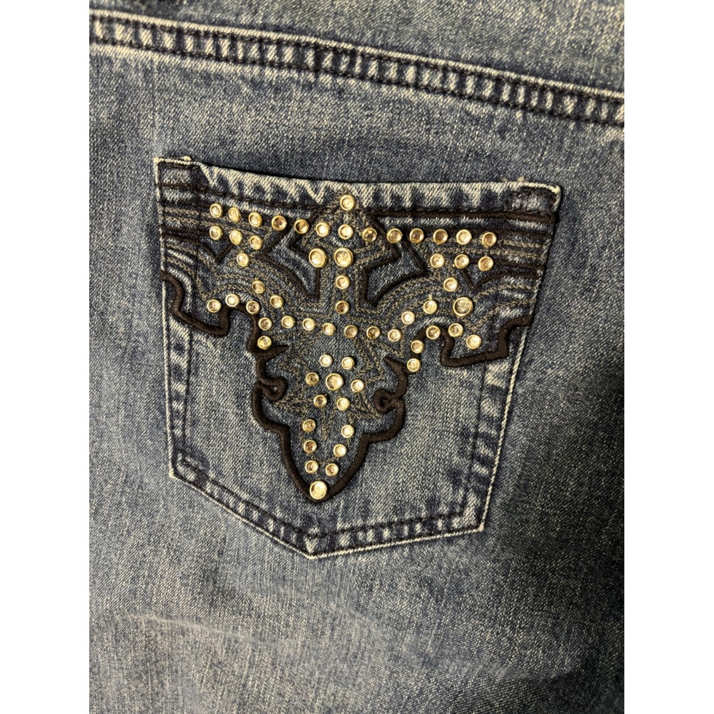 Steve & Barry's Women Blue Embellished Bootcut Jeans Size 16 Medium Wash Denim - Picture 8 of 12